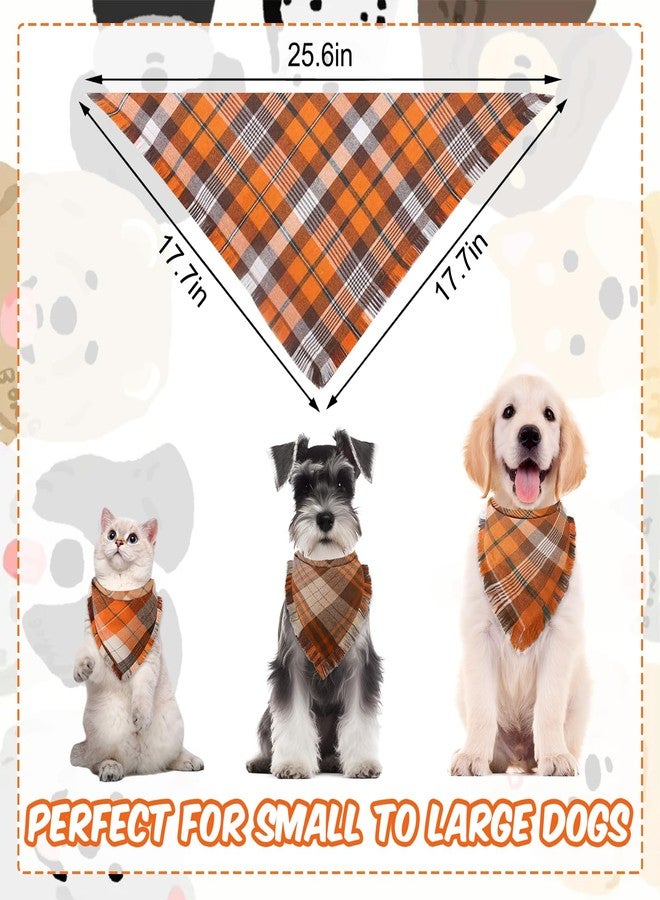 Bolake Fall Dog Bandanas 3 Pack Thanksgiving Costumes with Tassels Edges Classic Plaid Adjustable Triangle Accessories Scarf for Small Medium Large Dogs Pets - Image 2